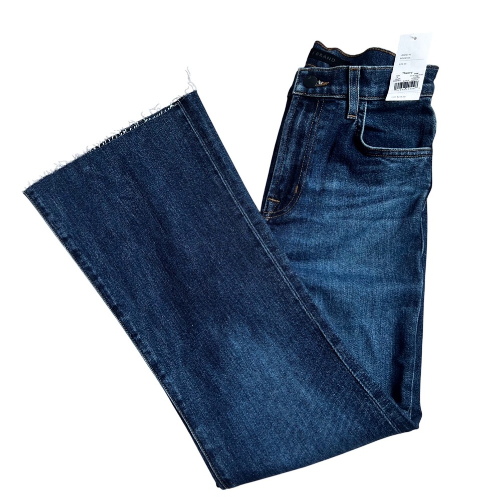 J Brand Julia High Rise Flare Jeans Womens 25 Romance Dark Wash Raw Hem JB002441